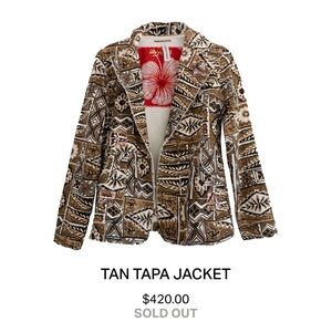 NWT Free People “Anna Coco Hawai’i Tan/Brown Tapa Jacket Small
